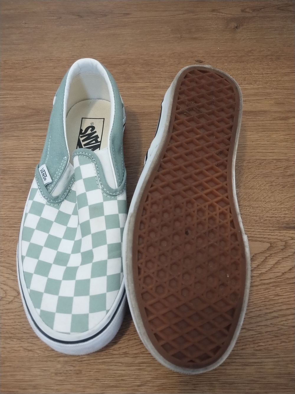Vans Slip-On Checkerboard Sneakers - Sage/White - Picture 3 of 5
